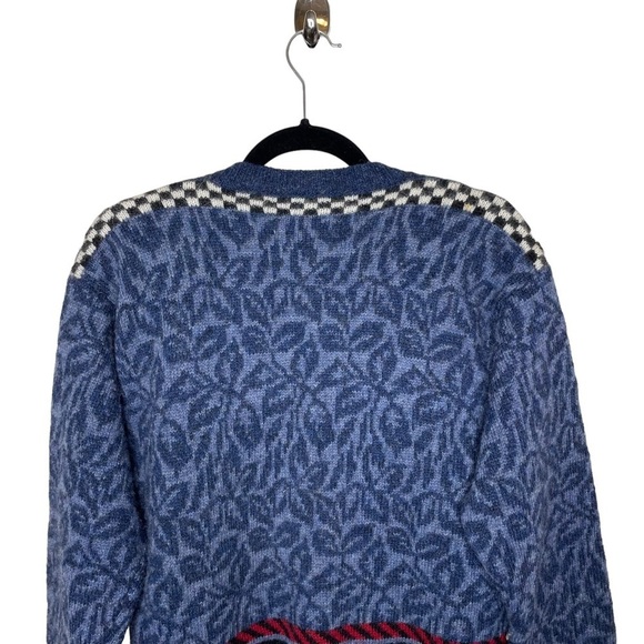 Vintage 90s Susan Bristol Pure Wool Cat Cardigan Sweater Medium - Picture 2 of 13